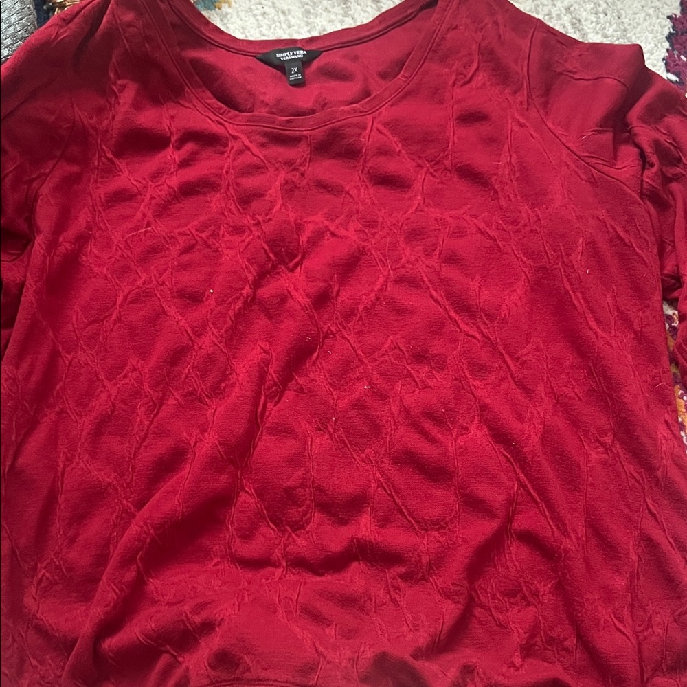 Simply Vera Vera Wang Rich Red Long Sleeve Top